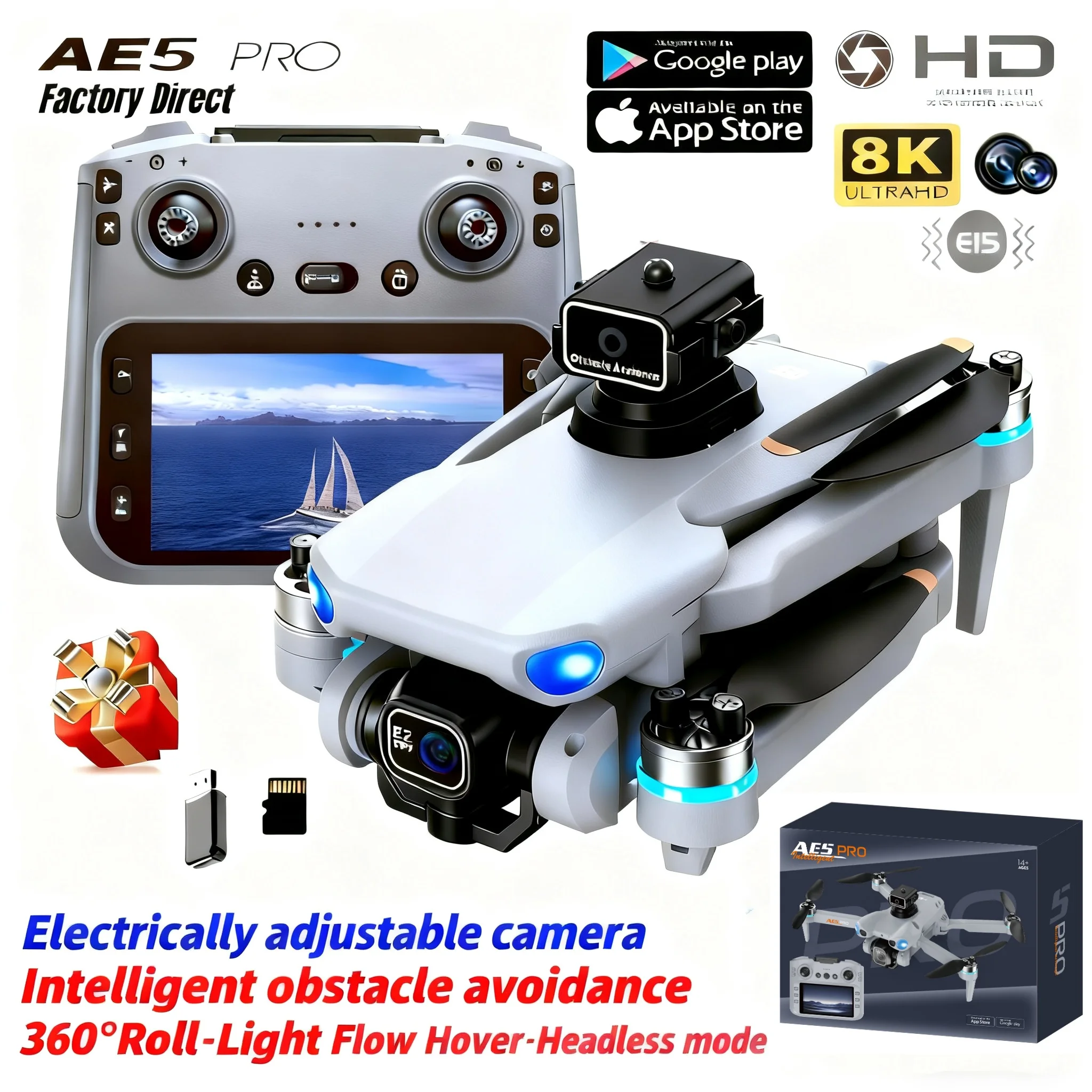 Drone Kit Tricopter - Dron AE5 Pro 8K HD, ekran